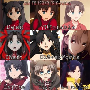 fate:9种不同画风的远坂凛 个人最喜欢初代小丑社的人设