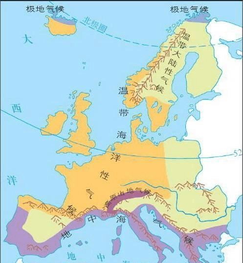 地中海气候分布图,法国有几种气候类型以什么气候为主图1