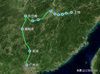 G1405次列车由上饶至广州白云,绕行长沙南站